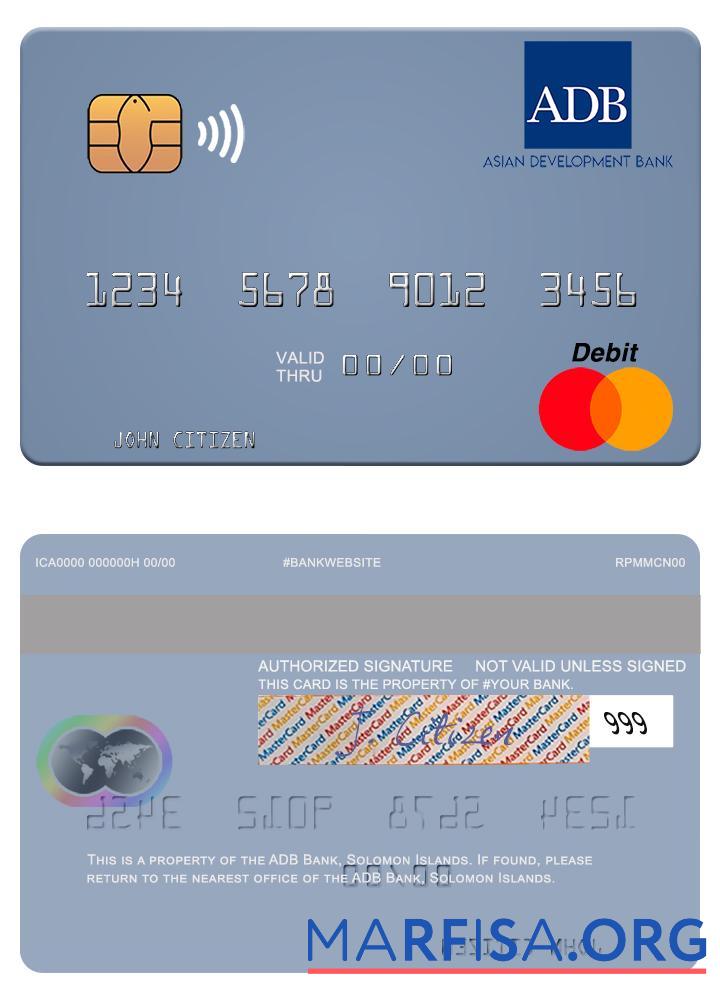Realistic Solomon Islands ADB Bank mastercard sample
